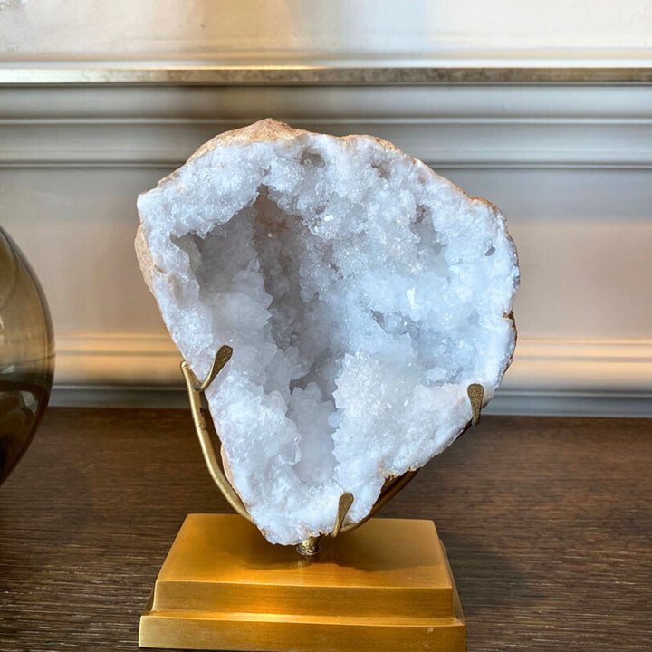 Open rock crystal geode from Morocco S