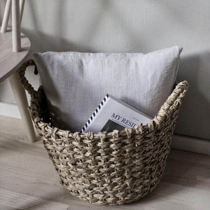 Natural Beige Storage Basket with Handles