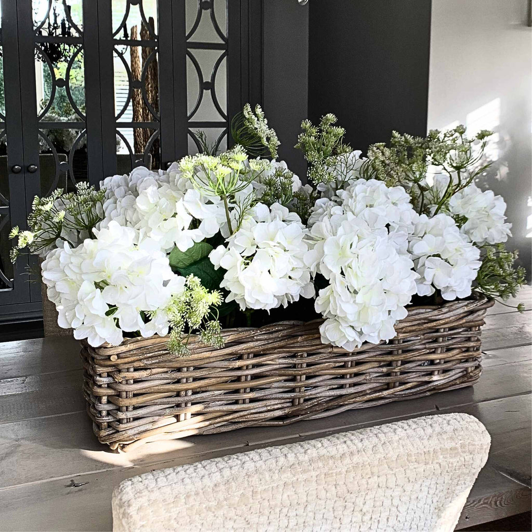 Hydrangea and Quenn Anne's Lace Basket Large