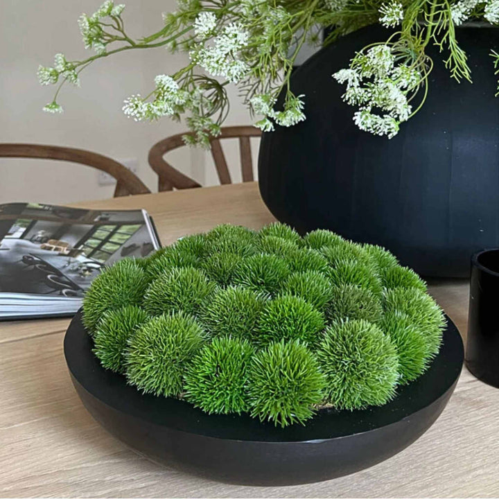 Dianthus in a Black Metallic Bowl Medium