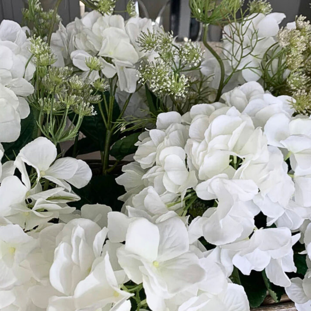 Hydrangea and Quenn Anne's Lace Basket Large