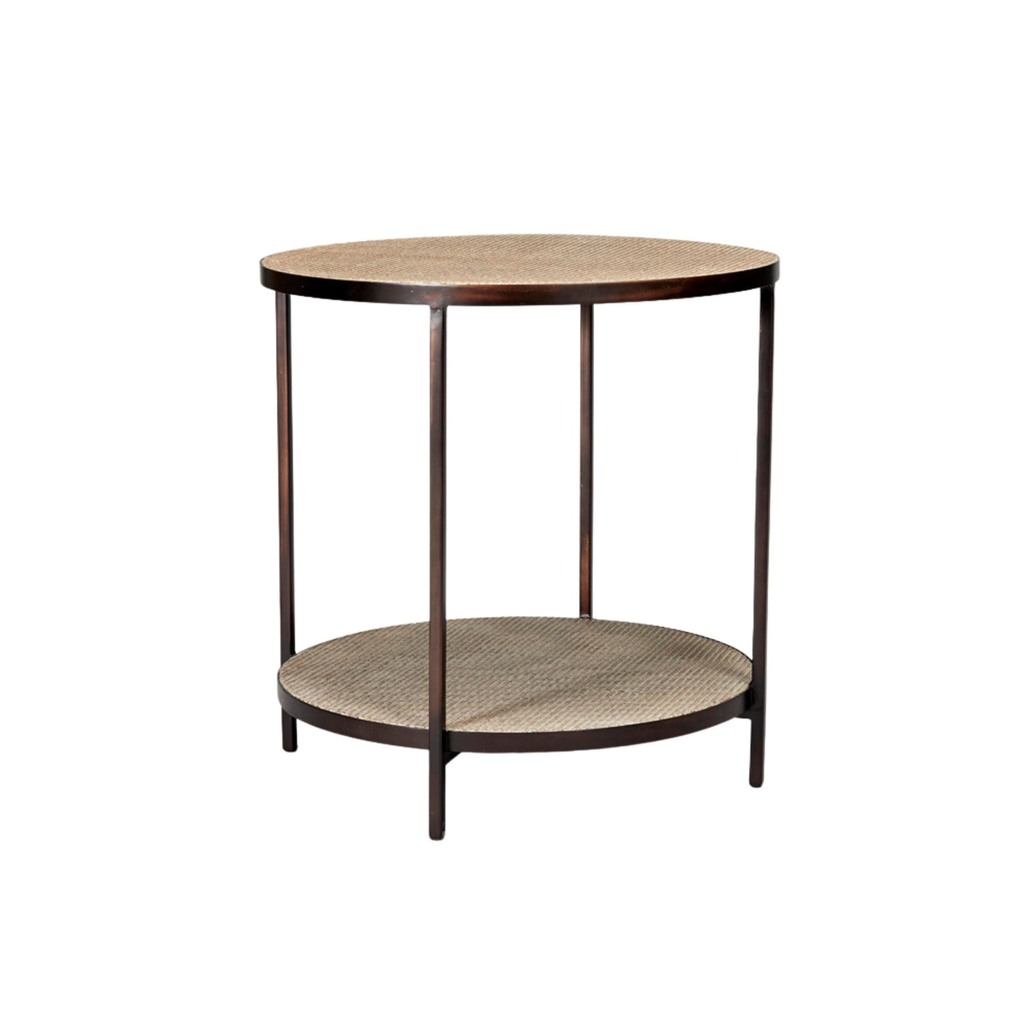 Bronze and deals glass side table